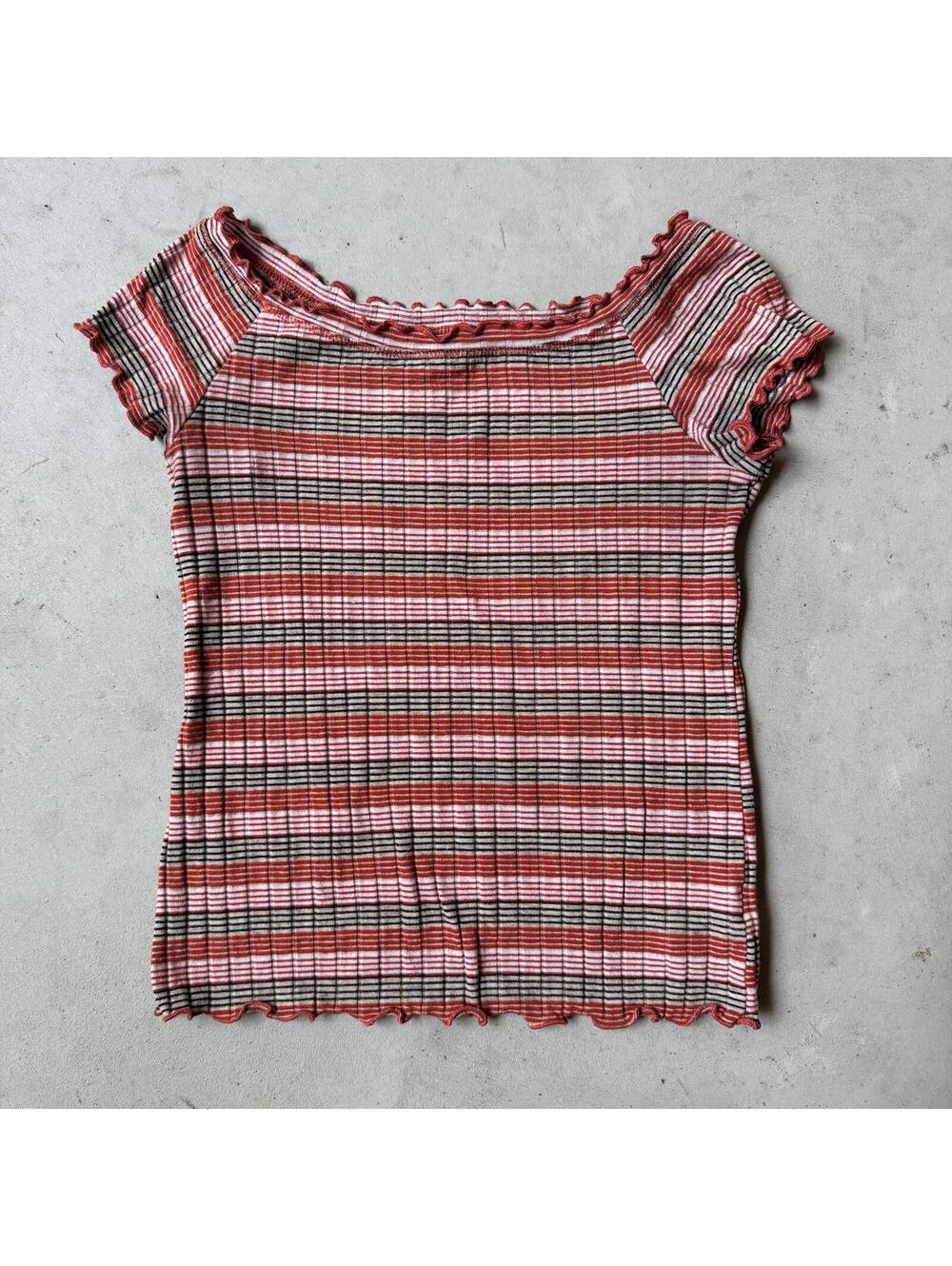 PST Los Angeles Striped Ribbed Knit Top Size S